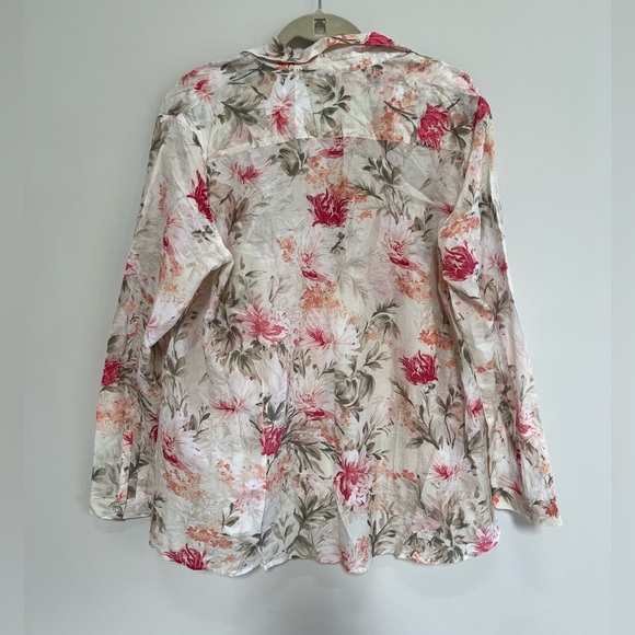 New J.Jill Sangria Button Down Spring Floral Silk Blend, size 1X - Picture 2 of 8